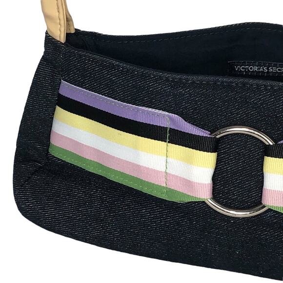 Victoria’s Secret Vintage Y2K Denim Mini Handbag Rainbow Stripe Retro - Picture 2 of 12